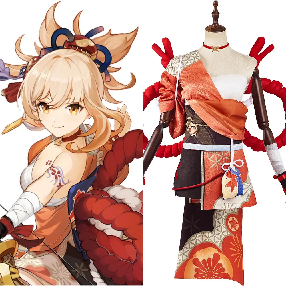 

Game Genshin Impact Yoimiya Cosplay Costume Combat Uniform Kimono Yoimiya Wig Activity Party Role Play Props