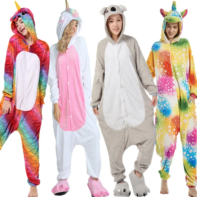 2019 зимние пижамы в виде единорога унисекс комплекты одежды для сна с героями