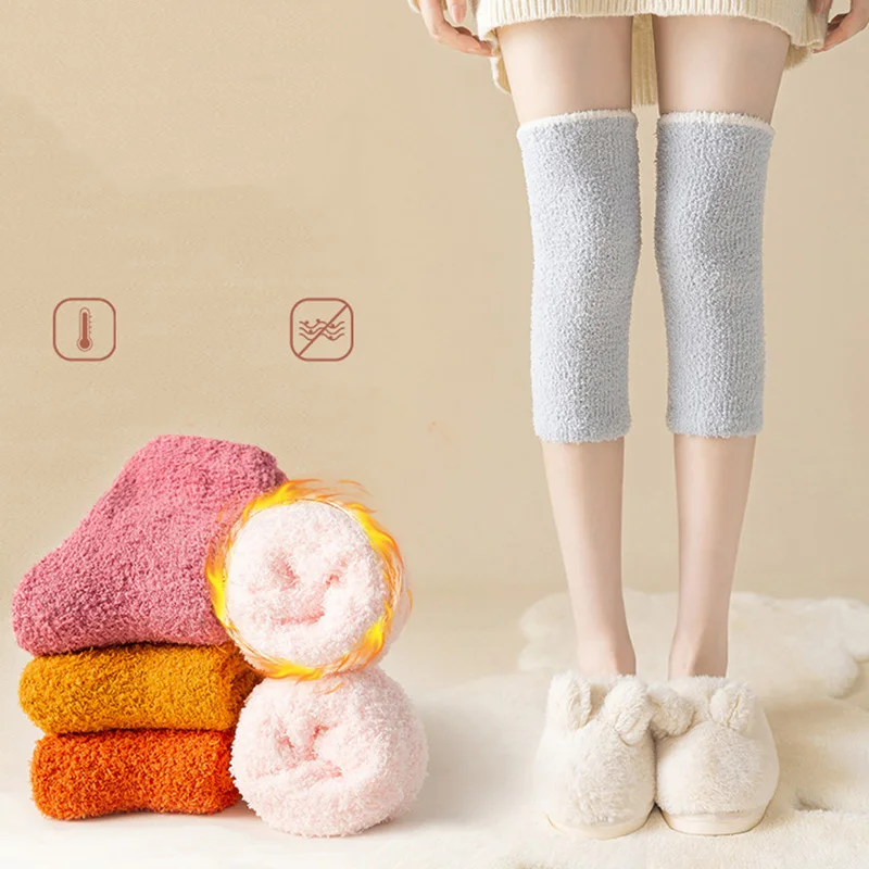 

Winter Soft Female Thick Over Knee Leg Warmers Women Men Elastic Cold-proof Thermal Knee Protection Leg Cover Solid Color