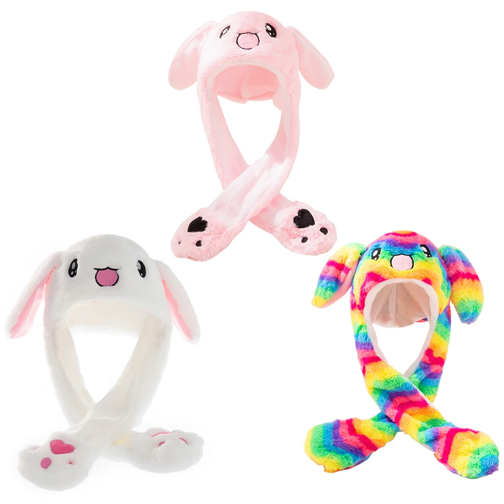 

Женская шапка 2021Rabbit, шапка с подвижными ушками кролика, плюшевая шапка с подвижными ушами, шапка с подвижными ушами для женщин/детей/девочек