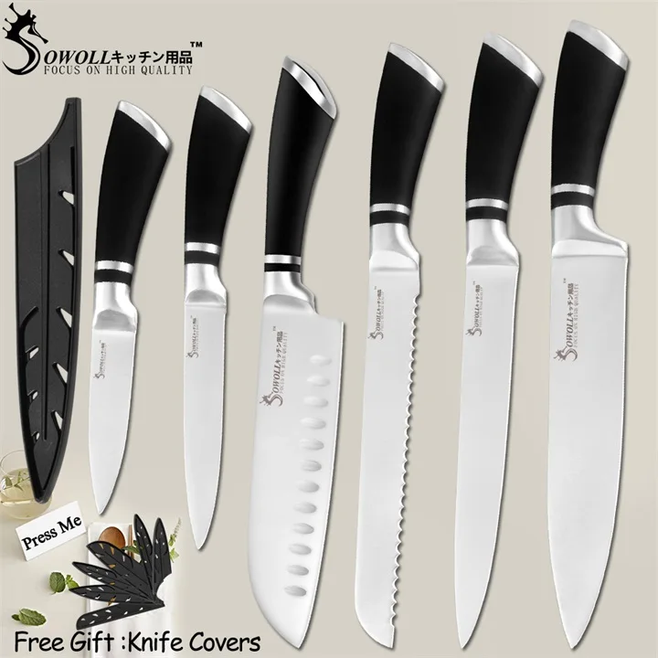 P.6 Pcs Set SOWOLL кухонный нож-Кливер высокоуглеродистые ножи из нержавеющей стали мясник измельчитель Кливер 6 дюймов из нержавеющей стали разделочный нож - Цвет: P.6 Pcs Set