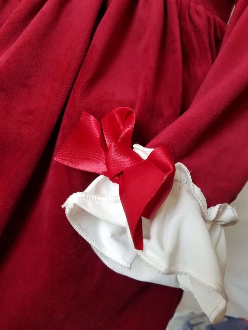 Осенне-зимнее красное рождественское платье для маленьких девочек, Vestidos, винтажное платье принцессы с длинными рукавами для дня рождения, от 1 до 5 лет