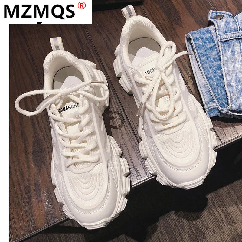 

Кроссовки женские с круглым носком, Вулканизированная подошва, на шнуровке, Повседневная Удобная Уличная обувь для папы, лето 2021