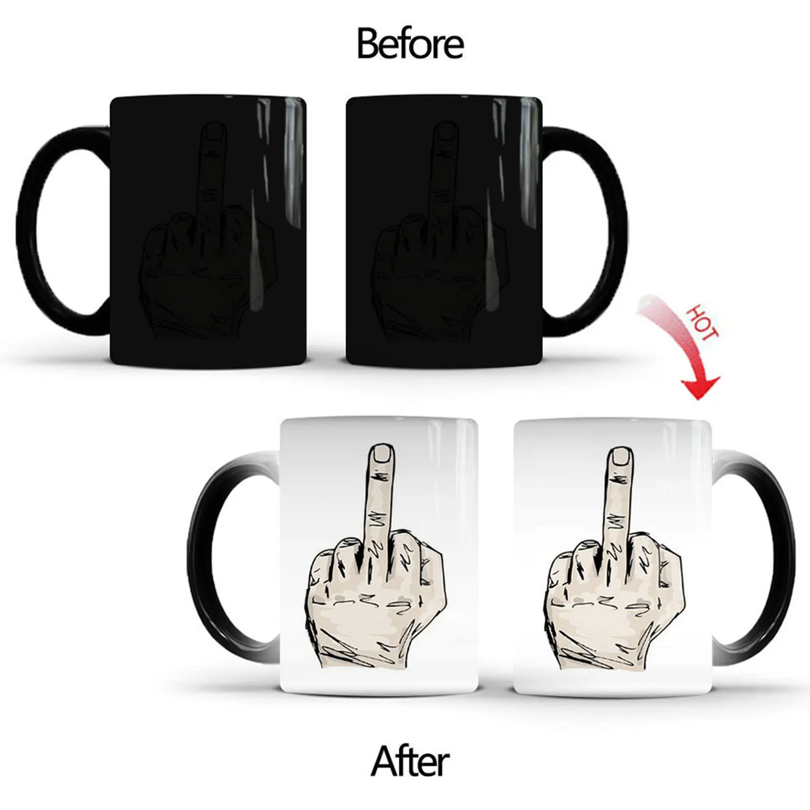 

Creative Design White Middle Finger mug,Novelty Style Mixing Coffee Milk Cup Funny Ceramic Mug 300ml Capacity Water Cup 350ml