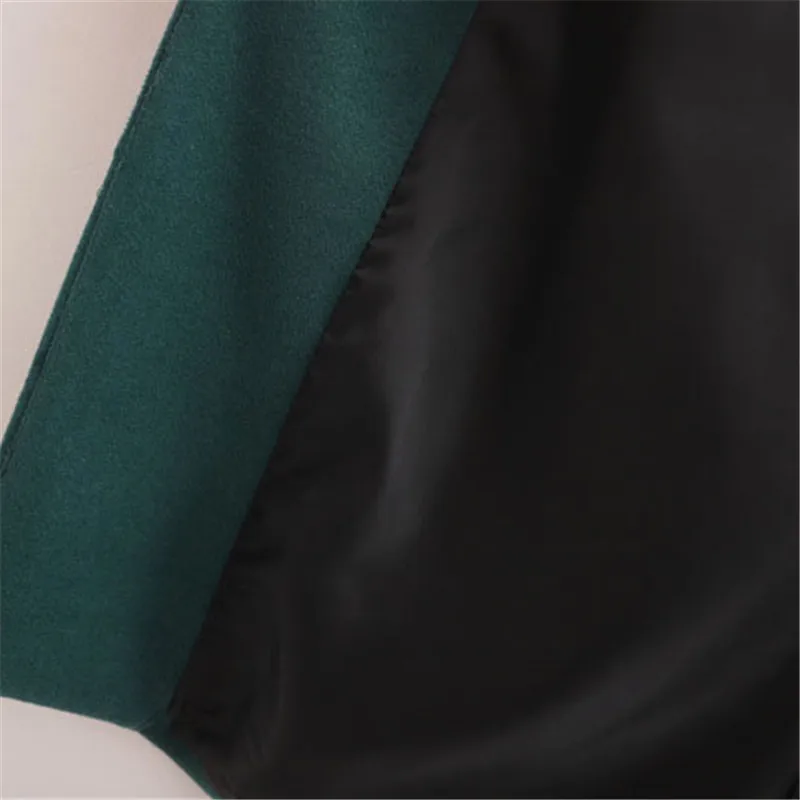 

BLSQR Women Green Fashion Elegant Warm Woolen Coat Pockets Female Outerwear Chic Blends Long Overcoat