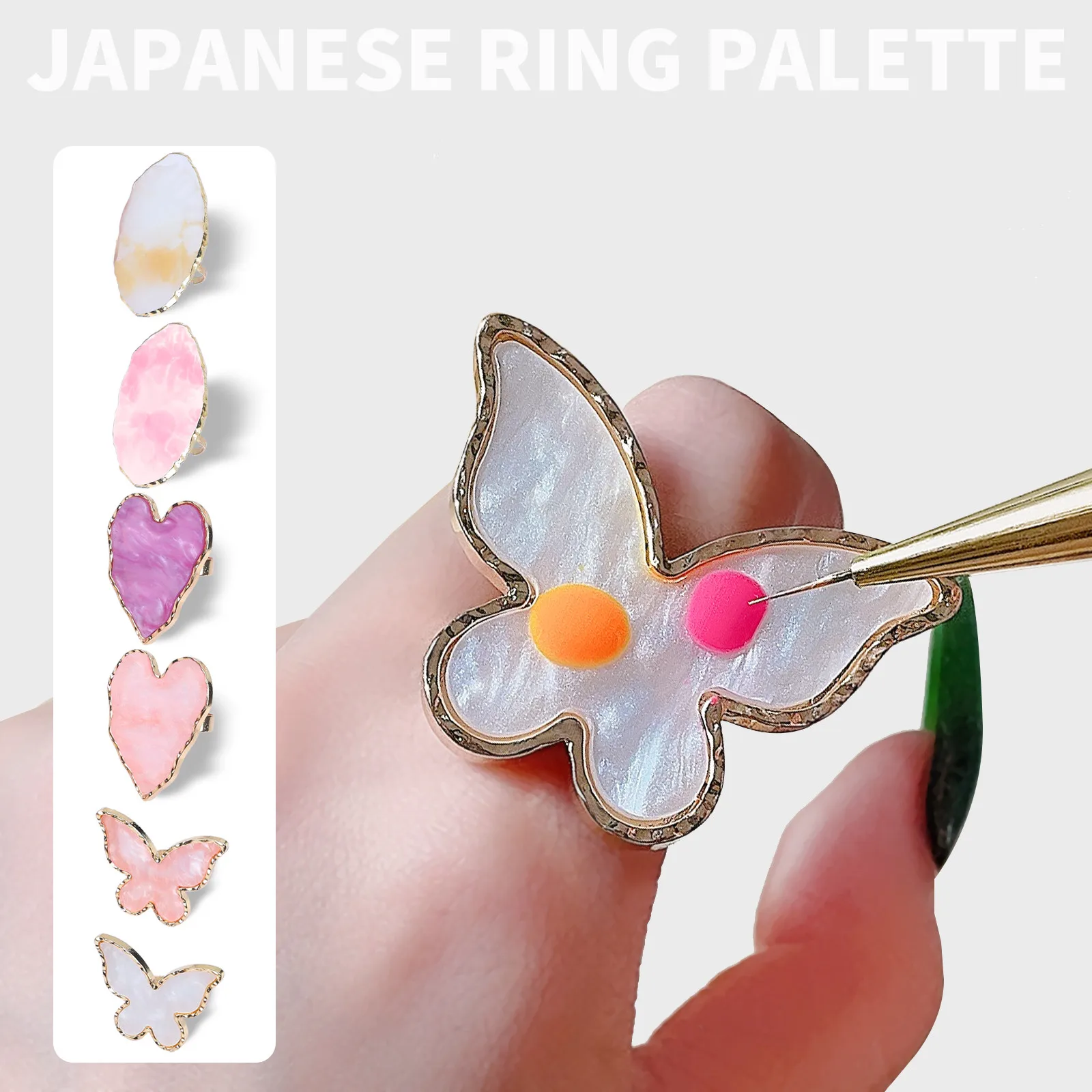 Misscheering 1 Pc Resion Ring Nail Color Palette for Mixing Fashion Heart Nails Accessories Tools for Manicure