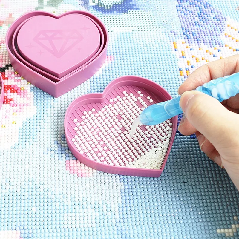 

Handmade Diamond Tray Box Heart Shaped Drill Diamond Drawer Boxes Plate Case Tray Diy Diamond Painting Tool Trays For Home Decor
