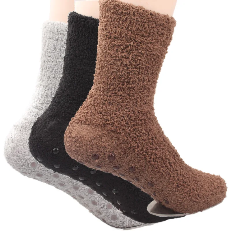 

1 pair Creative Extremely Cozy Cashmere Velvet Socks Men Women Winter Warm Sleep Bed Floor Home Solid Color Socks calcetines Sox