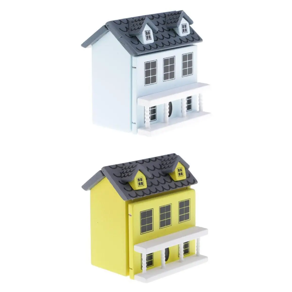 

2Pcs 1:12 Miniature Wood Villa House Toys Openable Doors Decoration Accessory