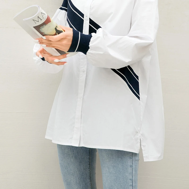 Женская рубашка с бантом XITAO повседневная прямая блузка составного кроя одной