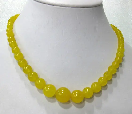 

charming 6-14mm yellow natural jade necklace