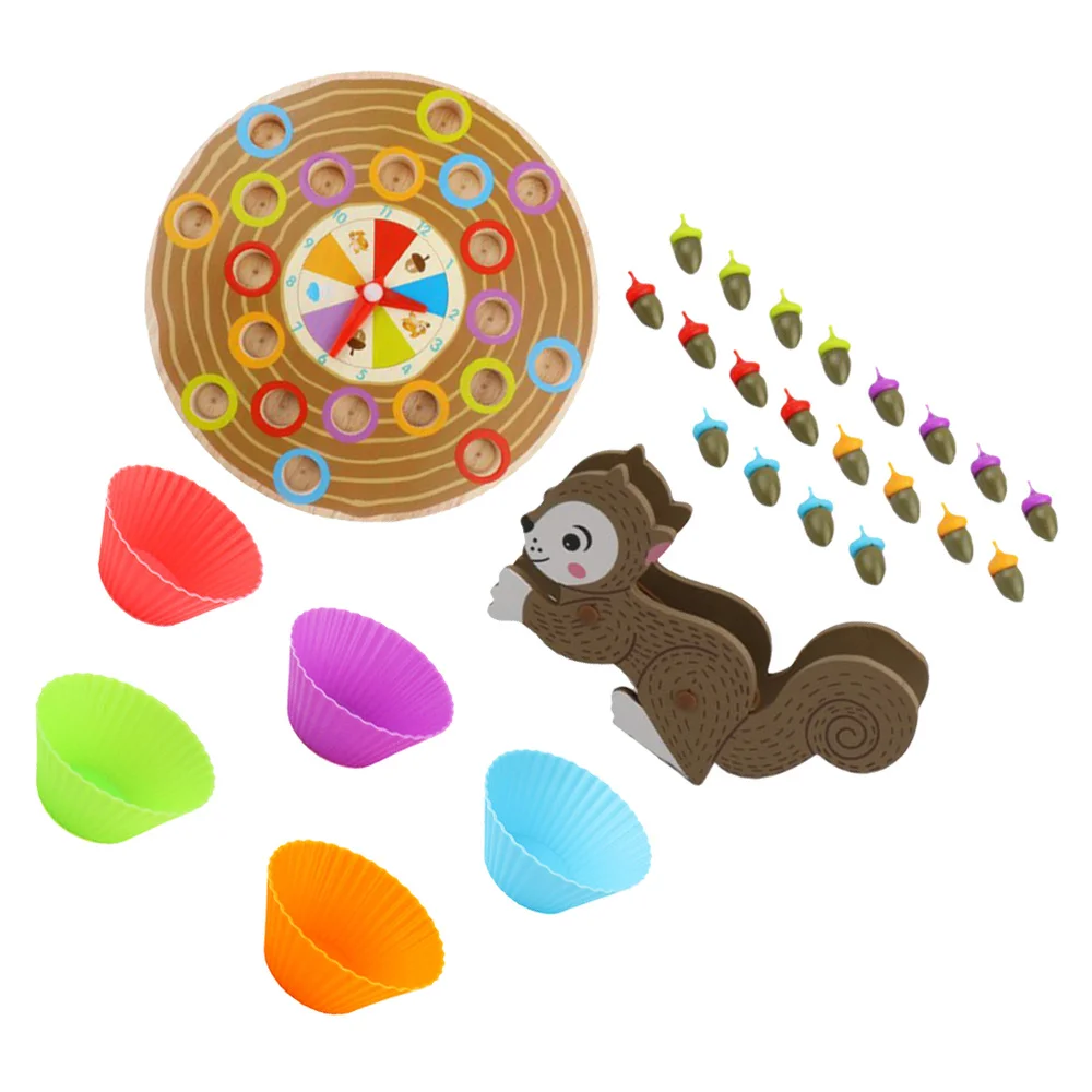 

1 Set Wooden Preschool Squirrel Turntable Game Creative Squirrel Turntable