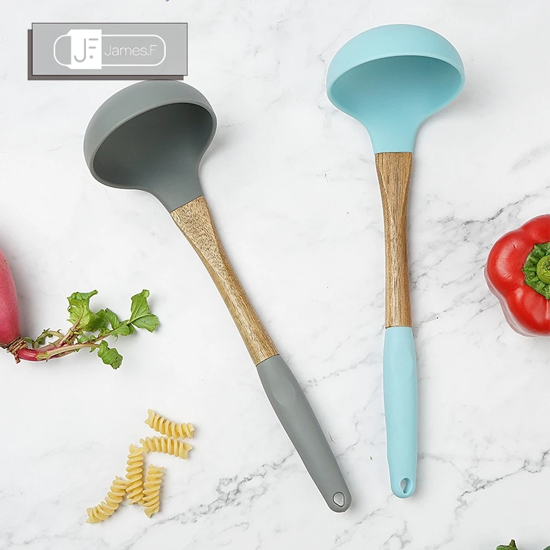 

Silicone Cooking Kitchen Utensils Set Non-Stick Spatula Shovel Cooking Tools Sets Heat Resistant Wooden Handle Baking Tools