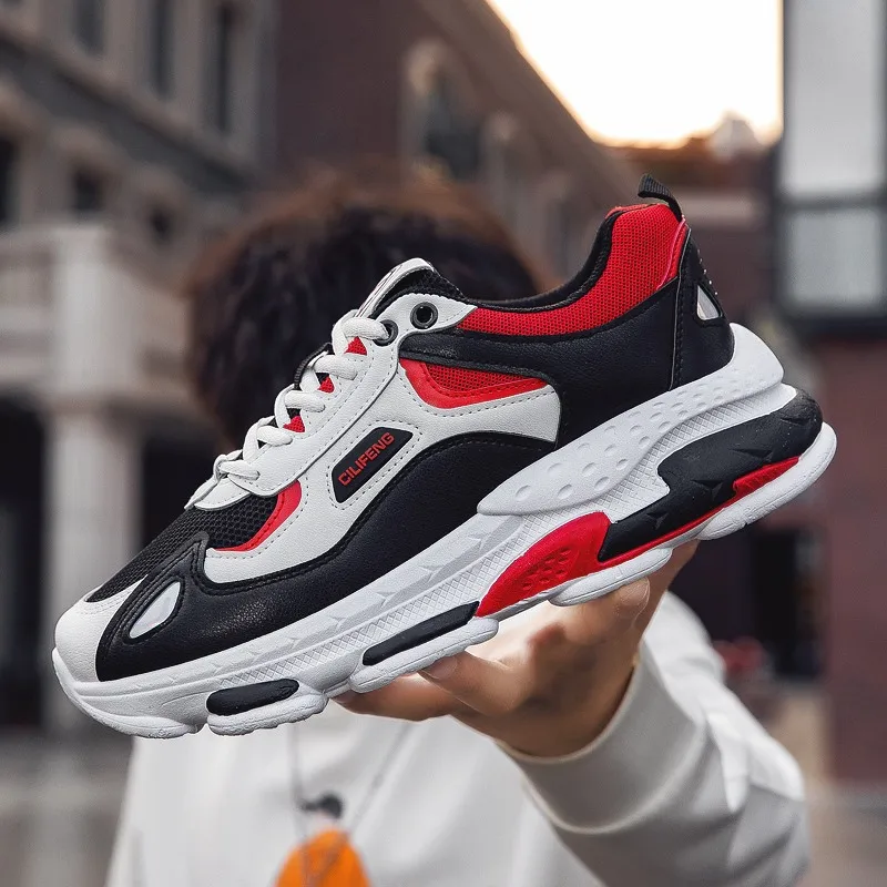 

New Stylish Run Sneakers Breathable Running Shoes for Men Thick Bottom Sport Shoes Athletic Trainers Zapatillas Hombre KH050X