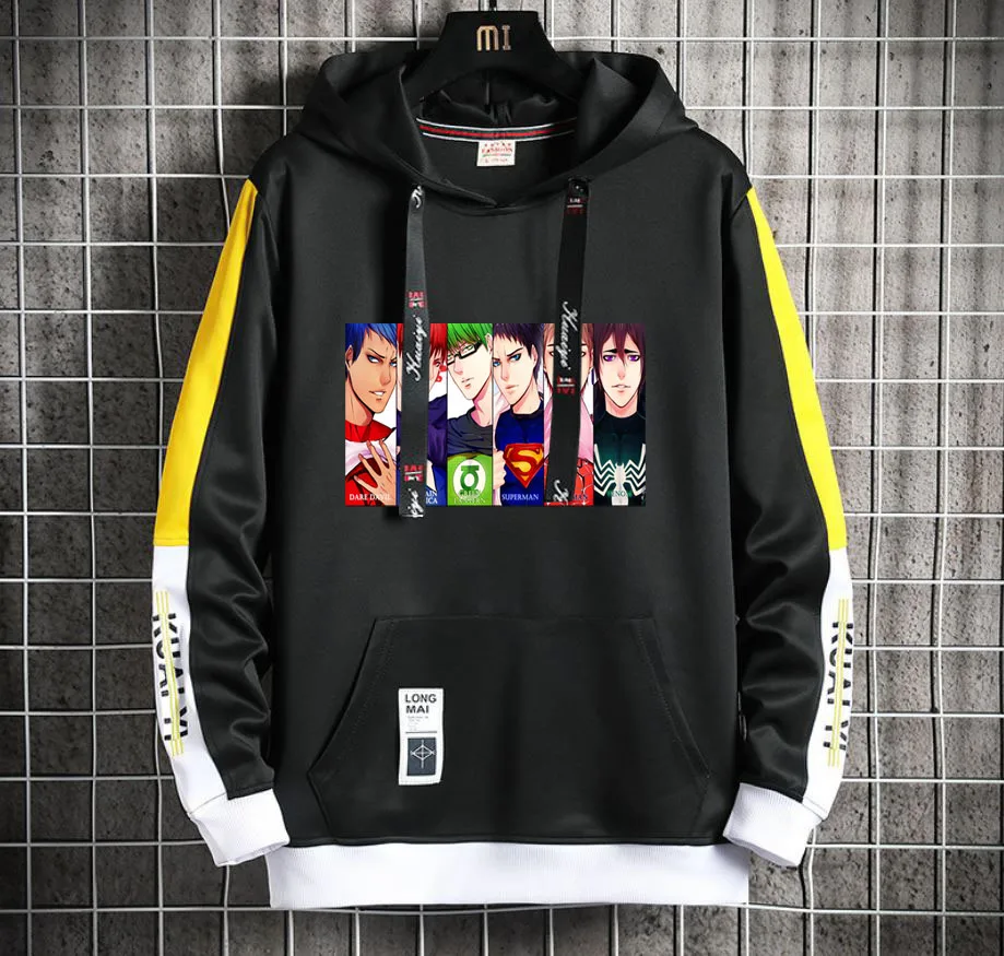 

Kuroko's Basketball Anime Hoodie teenagers Popular Harajuku Hoodeds Pullover Streetwear Casual Fake Two-Piece jacket men coat