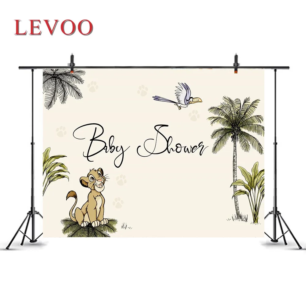 

Levoo Cartoon Animals Little Lion Bird Theme Backdrop Baby Shower Party Decoration Background Banner Photophone Photo Zone Vinyl