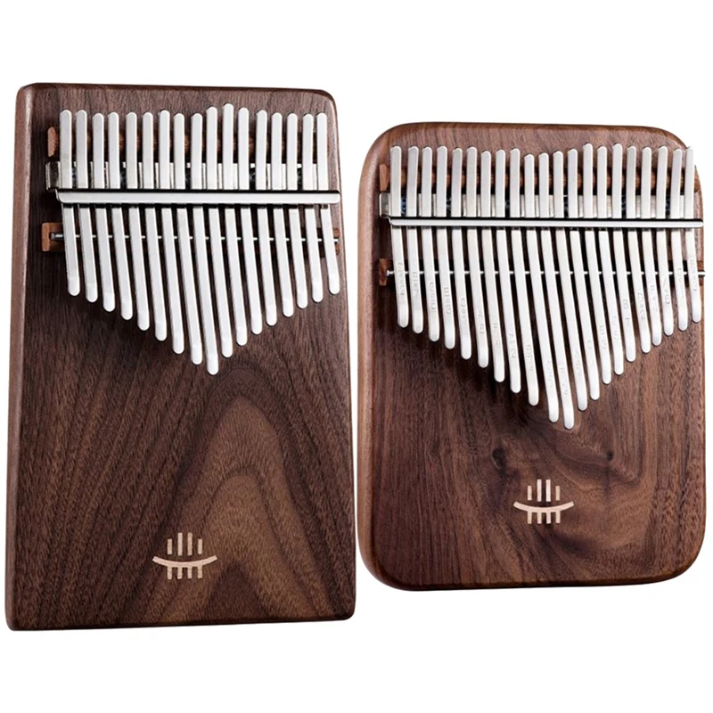 

HLURU 2 Set Kalimba Black Walnut Curly Figure Keyboard Thumb Piano Chamfer Instruments 21 Key & 17 Key