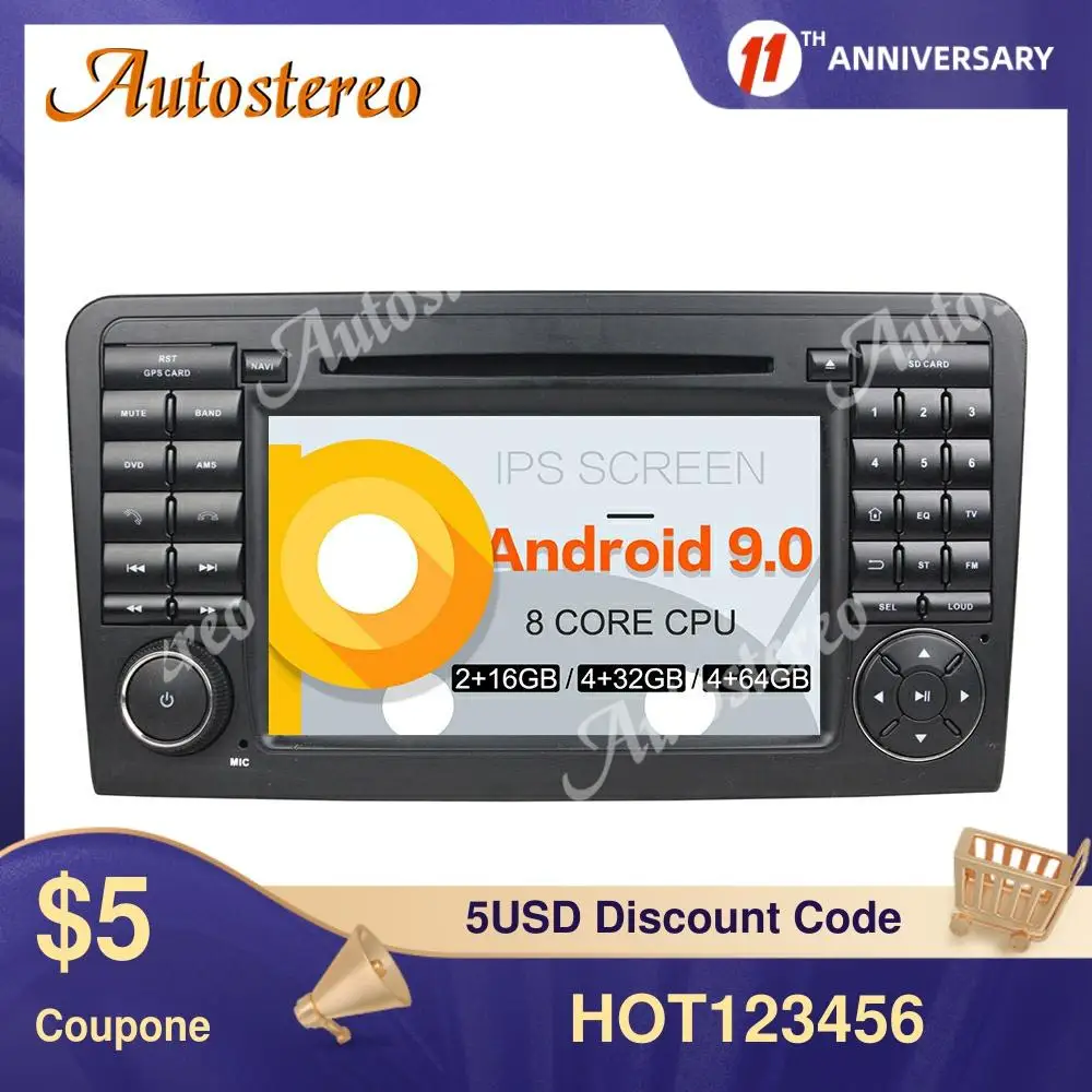 Автомобильная магнитола DSP Android 9 для Mercedes-Benz ML Class W164 автомобильное радио