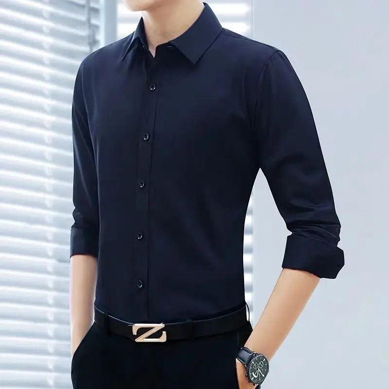 

Spring and Autumn men's slim long sleeve white shirt boys handsome shirt inch shirt clothes