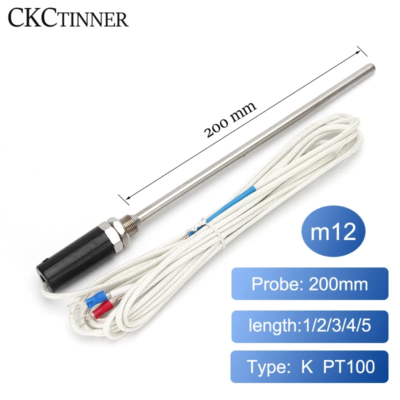 

Термодатчик CKCTINNER тип K PT100 резьба M12 200 мм длина 1/2/3/4/5 м