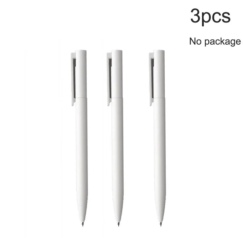 3pcs Гелевые ручки Xiaomi Mijia, 10 шт., без колпачка, 0,5 мм, цилиндрическая ручка, черная ручка, белая, гладкая, швейцарская, заправка MiKuni, японские чернила, черные - Цвет: 3pcs