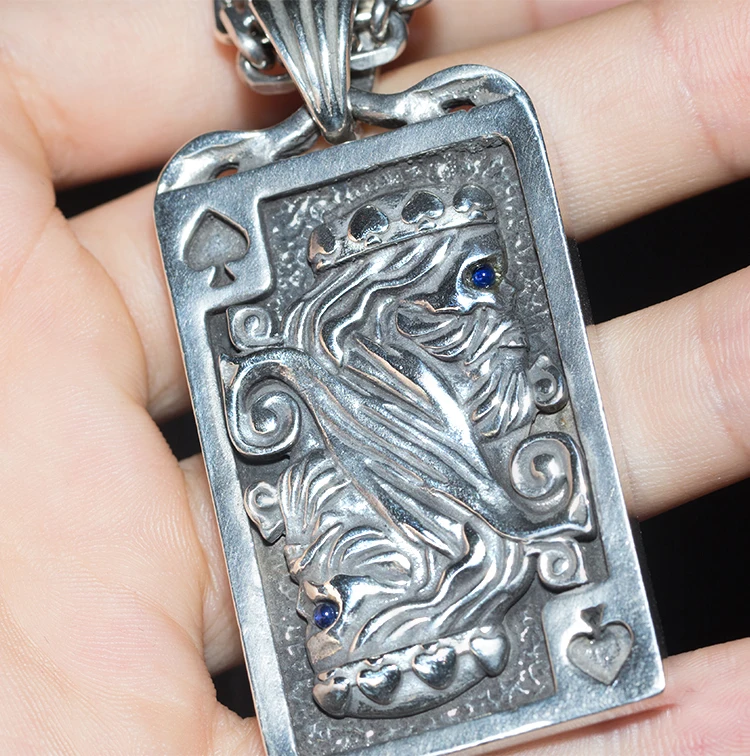 Дизайн, игральные карты, серебряная подвеска, 925 серебро, хип-хоп, для мужчин и женщин, индивидуальное серебряное ожерелье, подвеска
