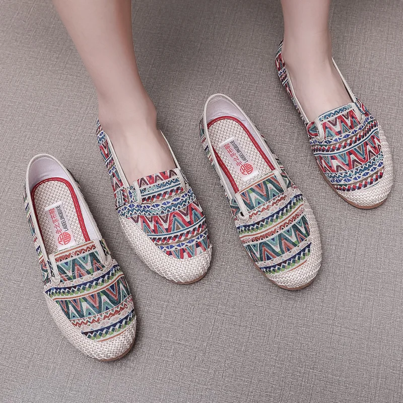 Autumn New Style Loafers Women's Cloth Shoes Women's Soft Non-slip Tendon Bottom Single Shoes Mother Shoes Casual Canvas Shoes
