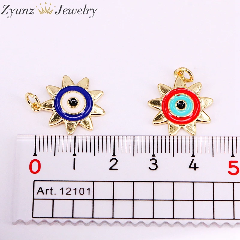 

12PCS, Gold Filled Women Enamel Flower Eye Jewelry Fashion Pendant Necklaces