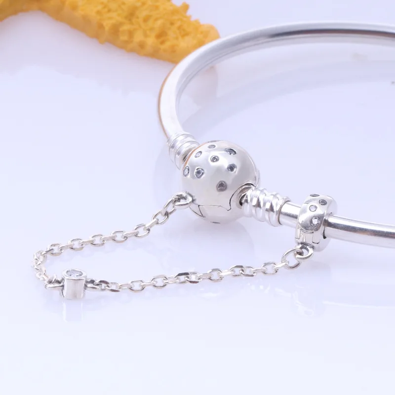 

Amas Authentic 100% 925 Sterling SilverTrue Love Basic Bracelet With Safety Chain Bangle & Bracelet Luxury Jewelry