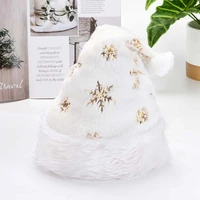winter plush christmas hat golden sliver snowflake santa claus hat xmas warm hat adults favor noel decor for home new year 2022