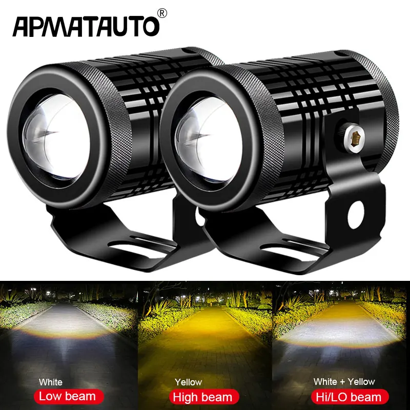 For Motorcycle,SUV, ATV, Truck, Electric Bicycle, Yacht 30W Headlight High Low Beam Fog Light White Yellow Led Working Light