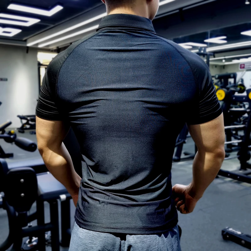 

Men Sport Training Thin summer Polo T-shirt Short Sleeve Male Casual Man Quick dry Gym Running Fitness Slim Tees Tops Clothing
