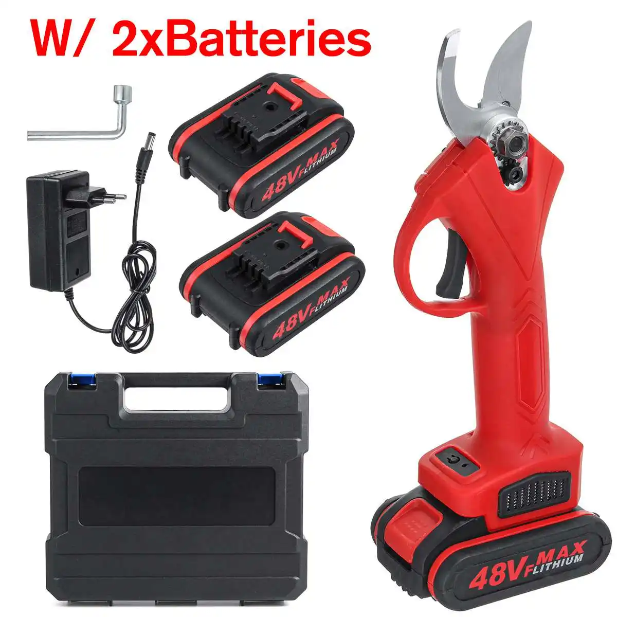 

48V Electric Cordless Pruner Pruning Shear with 9000mAh Lithium-ion Battery Efficient Fruit Tree Bonsai Pruning Cutter EU Plug