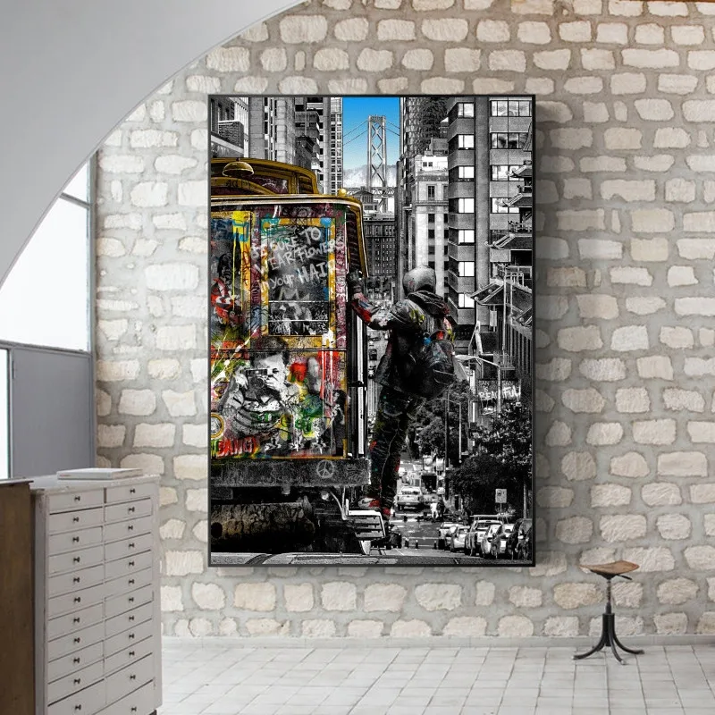 

Wall Art Paintings Street Landscape of London City Canvas Paintings Graffiti Pop Art Posters And Prints for Home Decor
