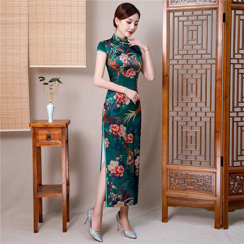 Китайское свадебное платье женское Cheongsam тонкое китайское традиционное платье женское длинное Qipao для свадебной вечеринки платье размера плюс