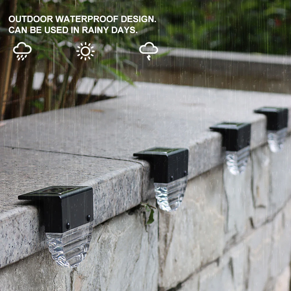 

4pcs 2in1 LED Solar Stair Lamp IP55 Waterproof Outdoor Garden Pathway Yard Patio Stairs Steps Fence Lamps Solar Night Light