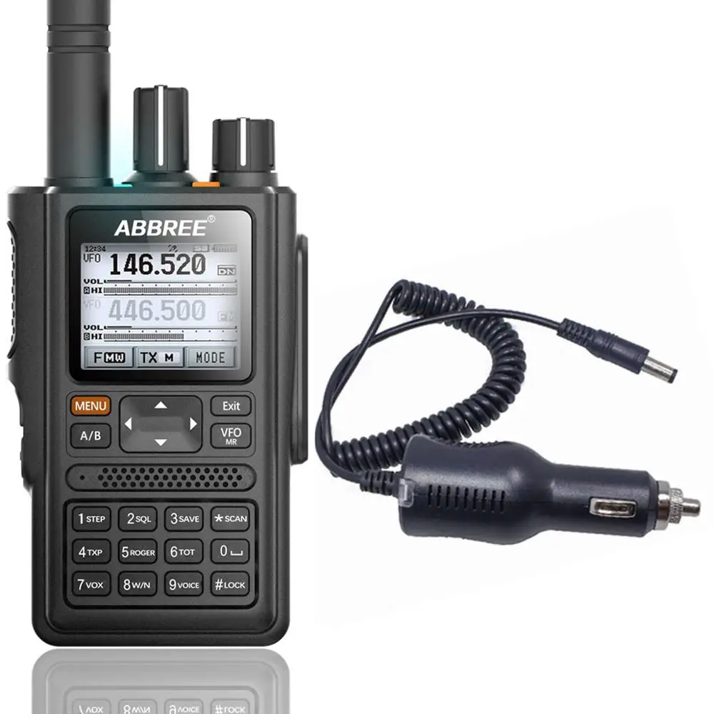 add car charger ABBREE AR-F8 gps 6 полос двойной дисплей двойной режим ожидания 999CH Многофункциональный VOX DTMF SOS ЖК-дисплей цветной дисплей рация радиоприемник - Цвет: add car charger