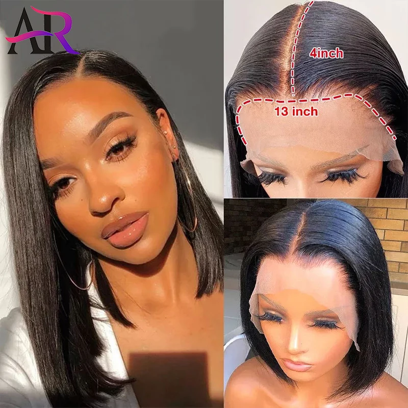 

A&R Short Bob Straight 4X4 Lace Closure Wigs PrePlucked Baby Hair Bob Wig Lace Front Human Hair Wigs For Women Peruvian Wig 250%
