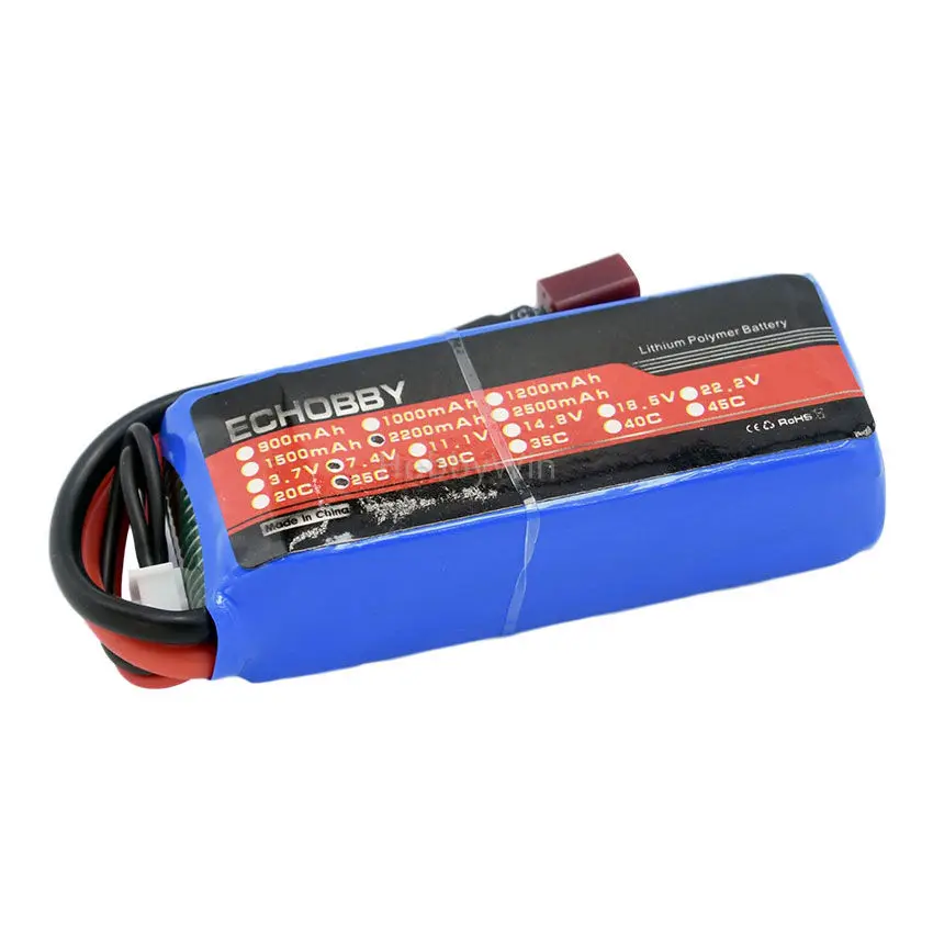 7 4 V 2S 2200 мА/ч 25C LiPO Батарея с t-образной вилкой для радиоуправляемых моделей