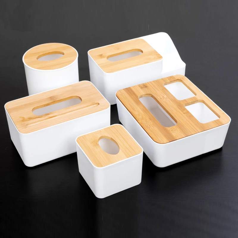 Bamboo Tissue Boxes Napkin Holder Wooden Cover Paper Handkerchiefs Car Home Dining Table Kitchen Storage Organization Items | Дом и сад