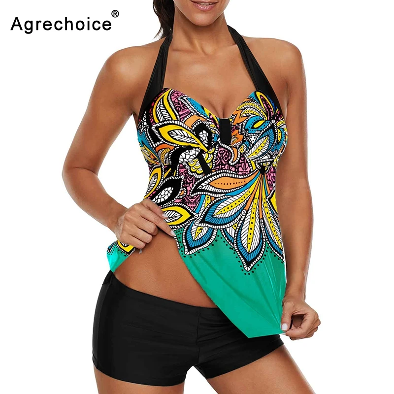 2021 винтажный купальник танкини с ретро принтом женские Купальники больших