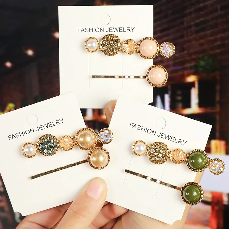 Простые заколки для волос женщин Barette геометрические с украшением в виде