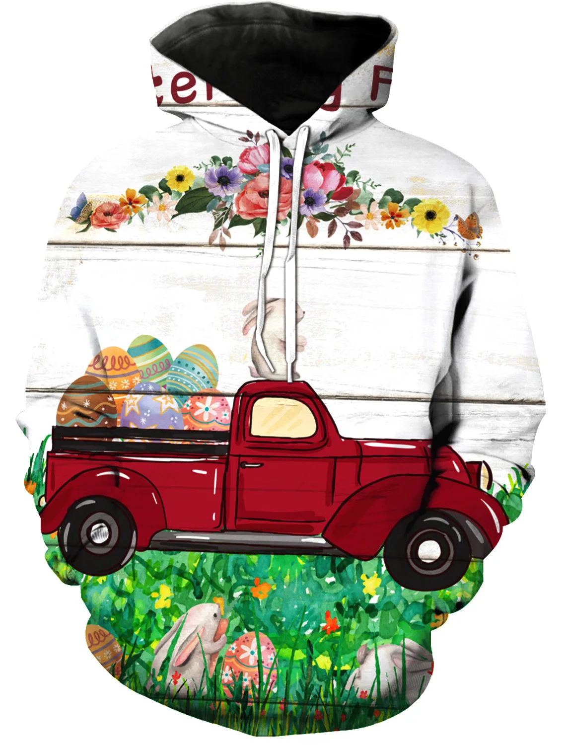Толстовки с капюшоном изображением кроликов яиц фермы дощатого зерна топы