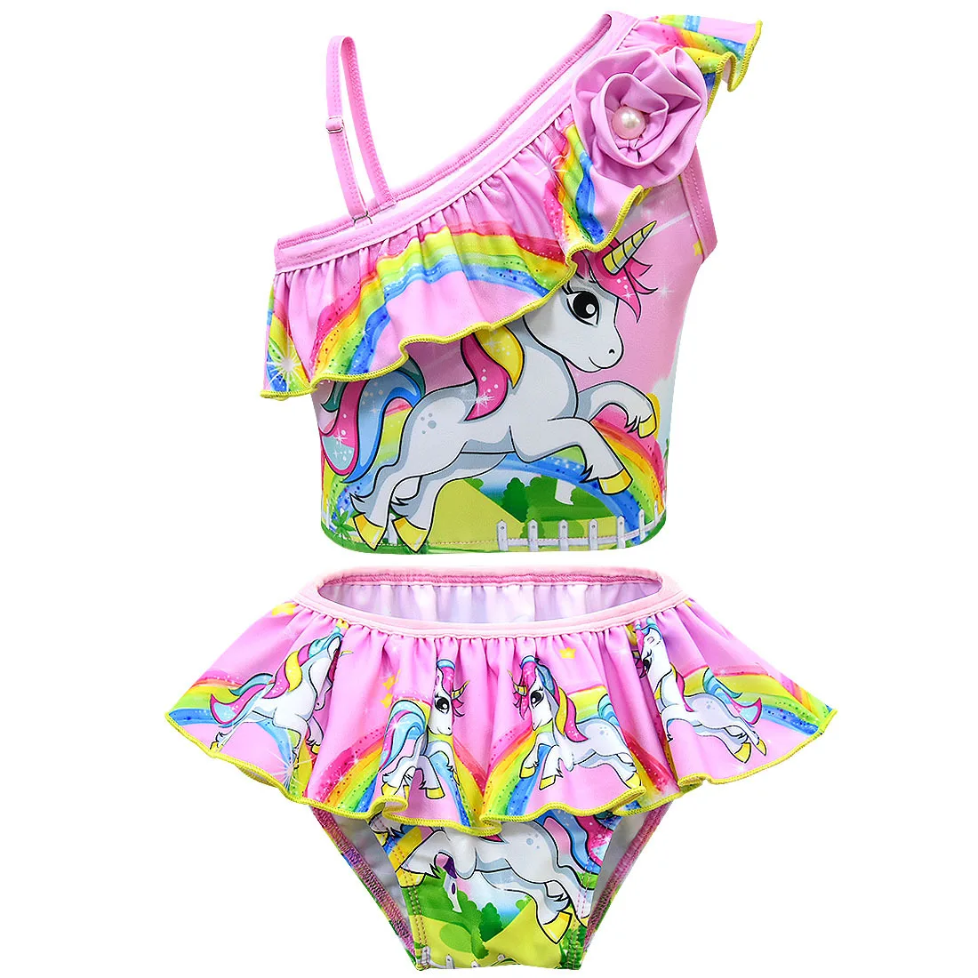 Купальник для маленьких девочек с единорогом 2020 Летний милый купальник без