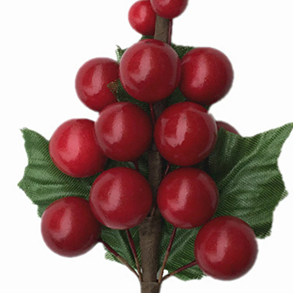 1/5 шт искусственные растения DIY имитация красных ягод ветка Рождественское