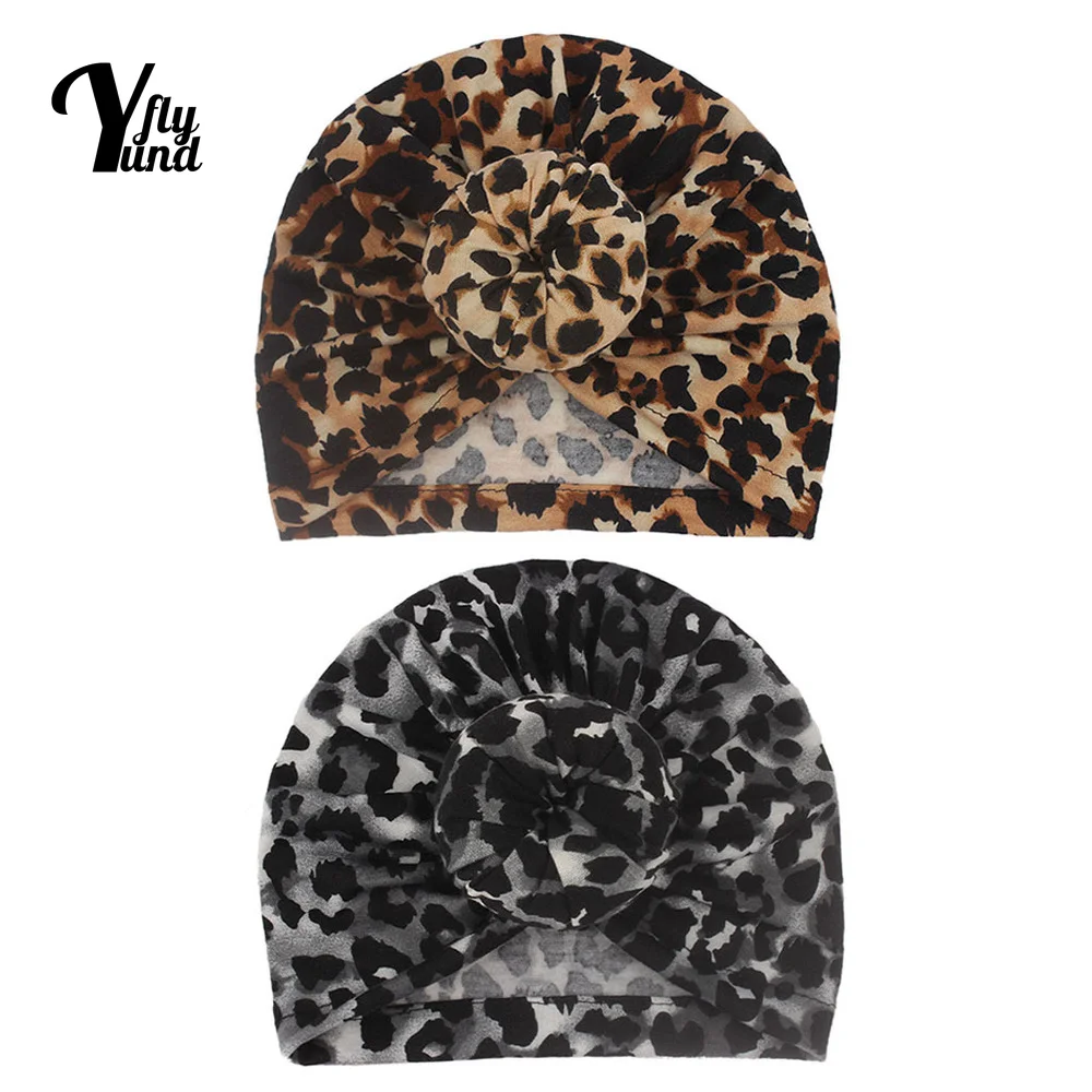 

Yundfly 18*17 CM Soft Comfortable Baby Turban Hat Fashion Leopard Print Donut Toddler Cap Kid Hair Accessories Photography Props