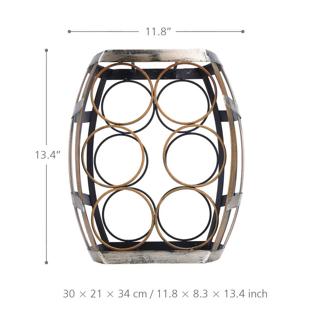

New 6 Bottles Wine Rack Tabletop Barrel Wine Rack Sturdy Iron Material Handmade Craft Display and Storage Rack Bar Tools