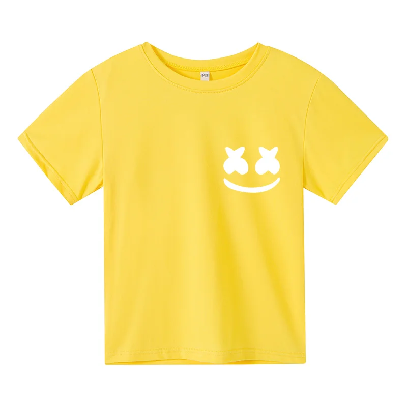 

2021 Summer Boys And Girls Printed Oversized T-Shirt Fashion Smiley Face Pattern Loose Comfortable Youth Short Sleeve 3T-15T