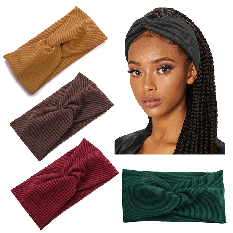 

Knit Designer Headband for Women Hair Accessories Girls Twist Knot Hair Band Solid Bandage Vintage Hairbands 8 Colors