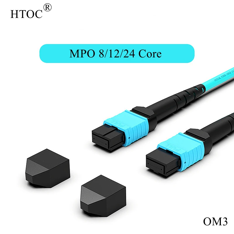 

HTOC MPO-MPO Fiber Jumper FTTH Low Loss 10G Multimode 8/12/24 Core OM3 40G/100G 10/15/20M
